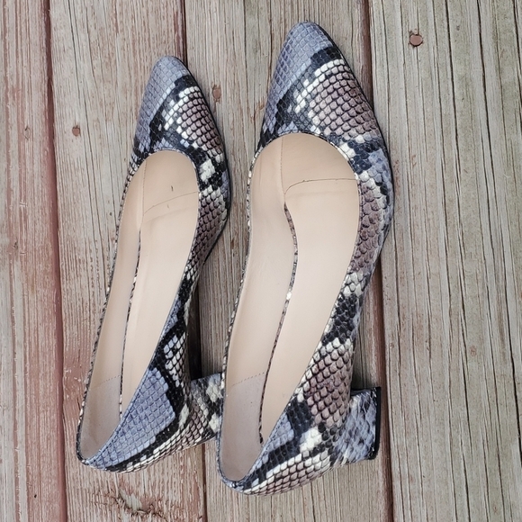 Aquatalia Pasha Pump Snakeskin print Block Heels shoes leather sandals 8 - Picture 4 of 15